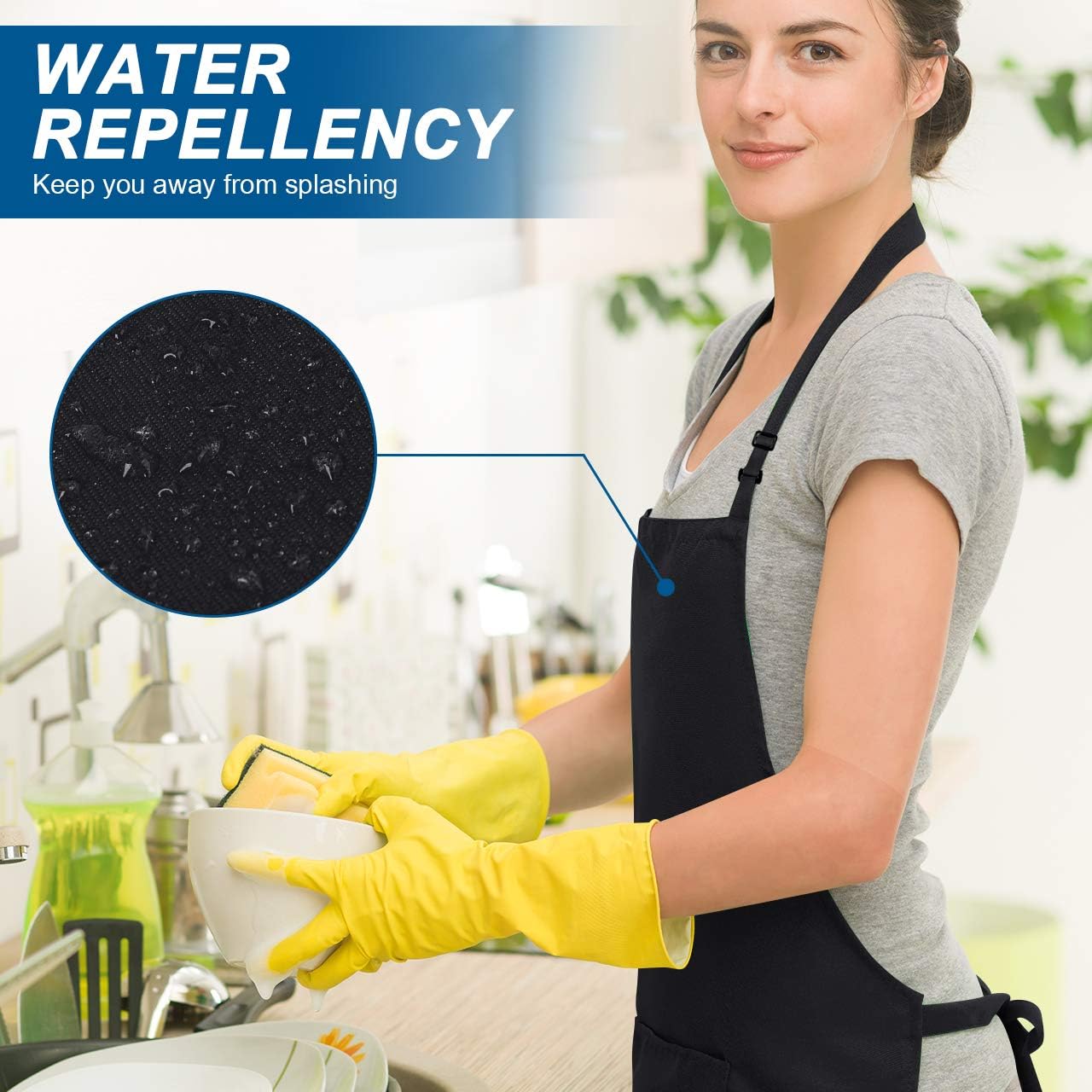 Syntus Apron Chef Hat Set, Adjustable bib Apron Baker Chef Hat Women Men, Black: Home & Kitchen