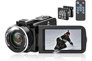SIRMEUE Video Camera Camcorder, 2.7K Camcorder 48MP 16X Digital Video Camera for YouTube 3.0'' 270 Degree Rotation Screen Video Recorder Vlogging Camera with Remote Control and Two Batteries, DV090