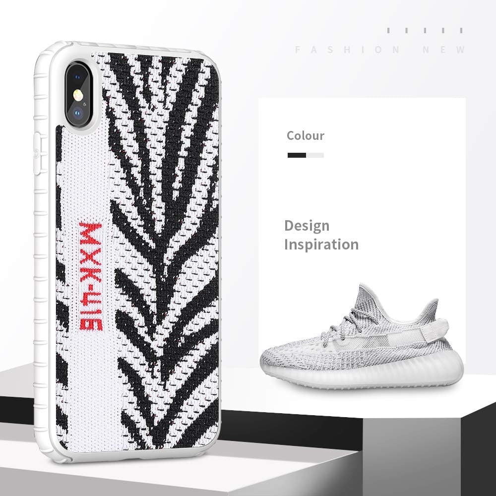 Fashion Yeezy Case for iPhone Xs Max,Hard PC+ Yeezy 350 Sneakers Material,Shock Absorbing Protective Sport Cover for iPhone 6.5 inch（Zebra White）