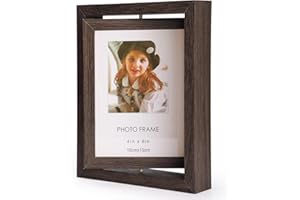 Manlyee 4x6in Rotating Picture Frame 10x15cm Double Side-Display Desktop Rustic Wooden Photo Frames for Vertical or Horizonta