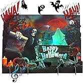 Yinqing Halloween Cards, Happy Halloween Greeting Card, 3D Popup Card with Light and Music, Horror Skull, Pumpkin, Holiday Gift Card for Husband Wife Mom Men Women