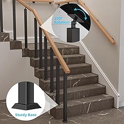 SDFVSDF 4-pcs Black Stairs Railing