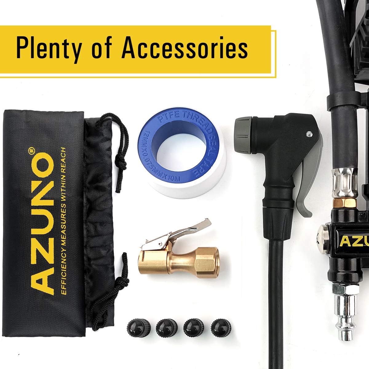 AZUNO Bike Tire Inflator with Pressure Gauge, 200 PSI, w/Auto-Select Presta Schrader Chuck on 18" Rubber Hose, Lock on Air Chuck, Quick Connect Coupler, Bicycle Accessories : Sports & Outdoors