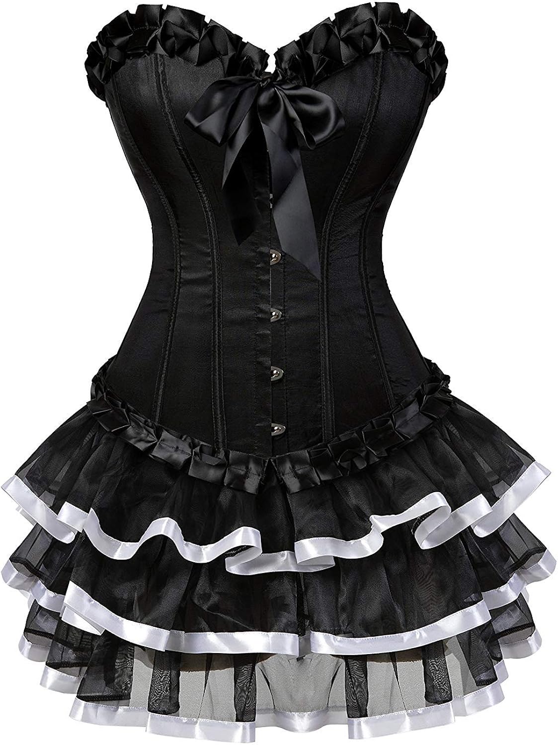 Corsetto Steampunk Vittoriano Per Donna Taglie Forti - Con Gonna, Pizzo E Bowknots, Per Feste E Balli