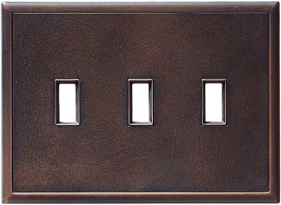 Triple Toggle Oil Rubbed Bronze Screwless Wall Plate | No Visible Screws Switch Plate Outlet Cover
