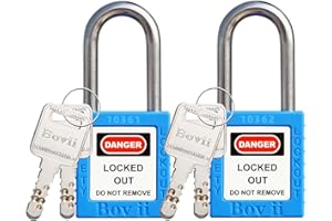 Boviisky Lockout Lagout Lock, 2 Blue Loto Locks, Keyed Different, 2 Keys Per Lock, OSHA Compliant Lockout Lock