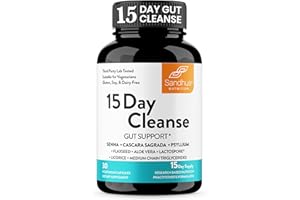 Sandhu's 15 Day Gut Cleanse Support Dietary Supplement for Women & Men| Senna, Cascara Sagrada, Psyllium Husk & Probiotics| Supports Colon Cleansing Detox, Digestive Health| 30 capsules,15 days supply