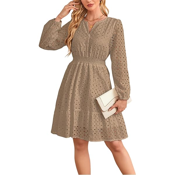 Amazon.com: Women's Lace Crochet Romper Dress with Built In Shorts,V Neck  Open Back Batwing Sleeve Skirts Ruffle Mini Dresses (Camel, S) : Clothing,  Shoes & Jewelry