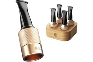 DGHOPE Cigar Mouthpiece Tips Set with Beech Wood Storage Box (36–58 Ring Gauge) – Reusable Metal & Resin Cigar Holder, Smooth Draw, Helps Prevent Cracked Wrappers, Cigar Accessories Gift for Men