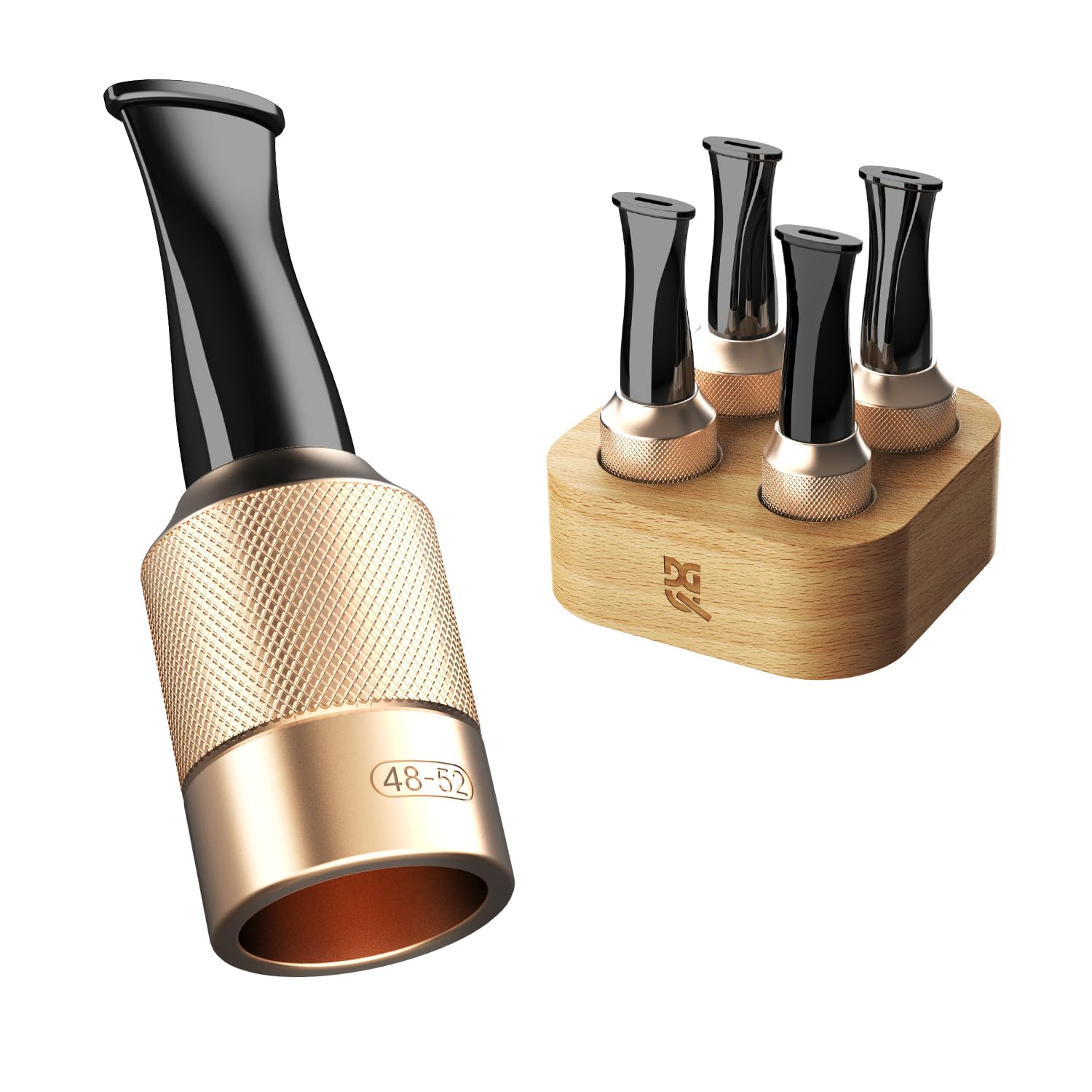 Photo 1 of **MAJOR DAMAGE**
DGHOPE Cigar Holder & Mouthpiece Tips Set (36–58 Ring Gauge) – Reusable Metal & Resin Cigar Mouthpiece with Beech Wood Storage Base, Smooth Draw, Cigar Accessories Gift for Men and Women Gold