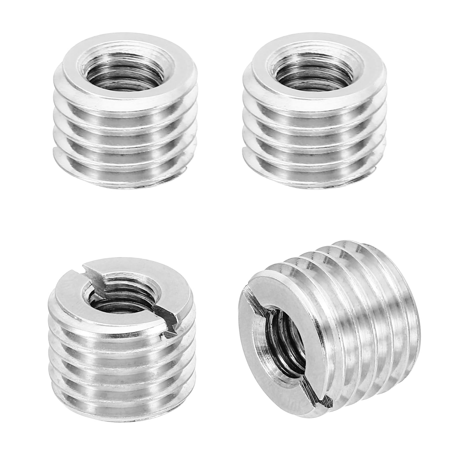 PATIKIL Thread Adapters Sleeve Reducing Nut, 4 Pcs M16xM8x12mm Male to Female Repair Insert Nut Screw Reducer Conversion Stainless Steel Fastener, Silver Tone