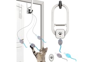 Kezlume Cat Toy, Upgraded Smart Interactive Cat Toys with Remote Control, USB Rechargeable Door Hanging Retractable Kitten Toy for Self Play, Teaser Electronic Feather Cat String with 3 Plush Mice