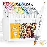 Ohuhu Alcohol Markers 108 Colors: Fine & Slim Broad Chisel Dual Tips Alcohol-based Refillable Art Markers for Artist Adult Coloring Book Illustration Drawing Manga 108 Set- Kaala