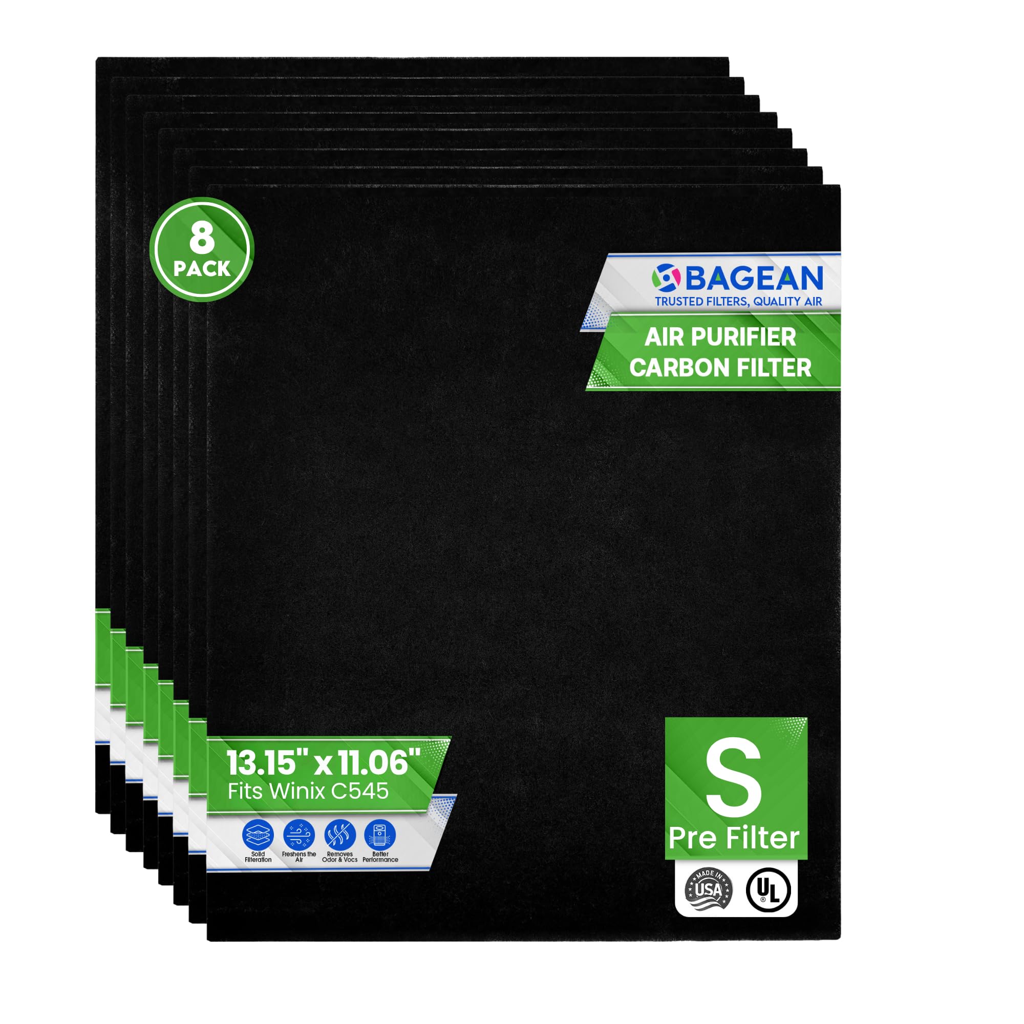 Photo 1 of Bagean Activated Carbon Pre Filter Replacement - Compatible with Winix Air Purifier Filter Replacement C545 - Fits Winix Filter S - Air Purifier Filters Absorb Odors and Freshen the Air (8-Pack)