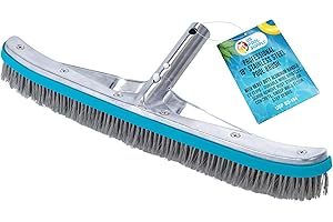 U.S. Pool Supply Professional 18" Stainless Steel Pool Brush with Heavy Duty Aluminum Handle, EZ Clips - Durable Wire Bristles, Scrub Remove Rust Stains on Concrete, Sweep Wall Floor Step Debris