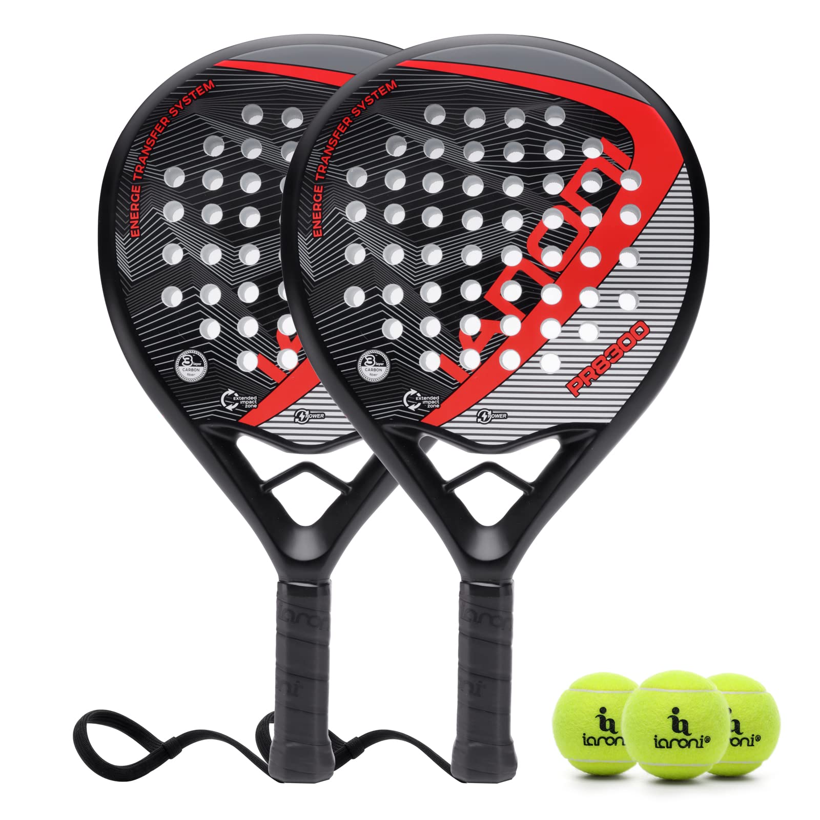 Photo 1 of Padel Racket Carbon Fiber Surface with EVA Memory Flex Foam Core Padel Tennis Racquets Lightweight (8300-red-2pcs)