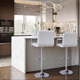 Panana Cuban Bar Chairs with Armrest, Height Adjustable, 360° Swivel, White view 8