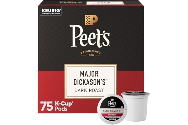 Peet's Coffee, Dark Roast Keurig K-Cup Pods, 100% Arabica Coffee - Major Dickason's Blend 75 Count (1 Box of 75 Pods)