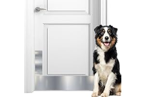 Panther Armor 8x34 Inch Door Silver Kick Plate & 4x12 Inch Door Push Plate Set, 1mm Thick Stainless Steel, Anti-Corrosive Metal Door Protectors for Dog Scratching, Durable Scratch Guards for Doors