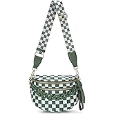 ZAIBAO Crossbody Bags for Women Chain Bum Handbag, Checkered Strap Roomy Versatile Mom-Friendly Bag with Multiple Pockets