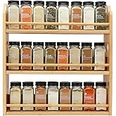 Thalomely 3 Tier Bamboo Spice Rack, Spice Rack Organizer, Seasoning Jars Rack Shelf Spice Organizer for Kitchen Counter or Wall Mounting, Spice Storage Holder with handles, Jars Not Included,Natural