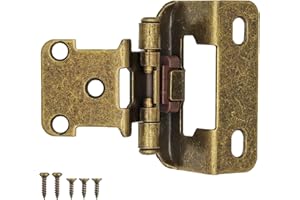DONANIM 1/2" Overlay Partial Wrap Cabinet Door Hinges, Antique Brass Self Close Cabinet Hinge for Kitchen Cabinet Doors,20 Pack (10 Pairs)