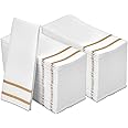 Disposable Hand Towels for Bathroom, Gold Design 200 Disposable Linen-Feel Guest Towels – Formal Dinner, Wedding Napkins for Tables, and Restrooms - 8.5x4-Inches Folded 12x16.5-inches unfolded,