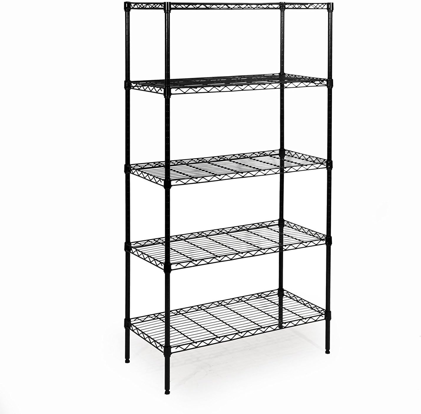Space Paths 5-Tier Shelving Unit,5-Shelf Wire Shelving Metal Storage Rack,Kitchen Bathroom Corner Shelf Organization Utility Rack,Durable Organizer for Pantry Closet Laundry, 21" L x 12" W x 60" H