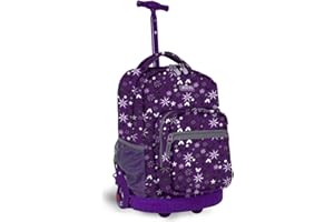 J World New York Sunrise Rolling Backpack, Garden Purple, One Size