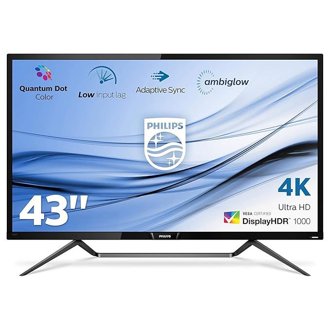 Philips 436M6VBPAB/00 108 cm (42,5 Zoll) Konsolen Monitor (HDMI, USB Typ-C, USB Hub, 4ms Reaktionszeit, DisplayPort, Mini Dis