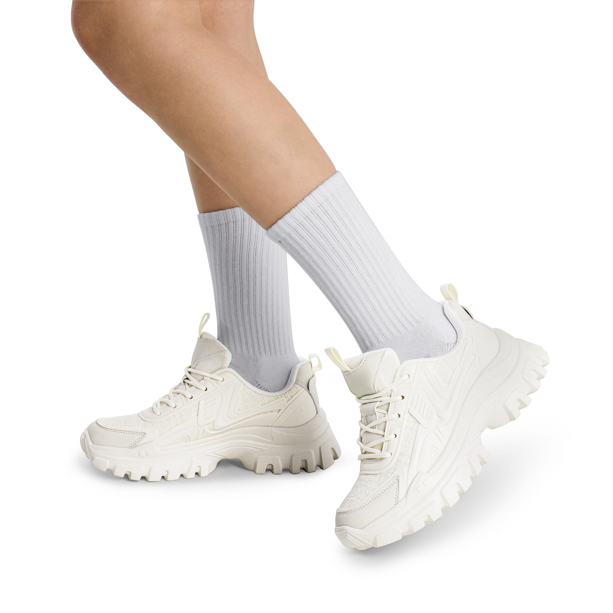 DREAM PAIRS Women's Platform Chunky Fashion Sneakers Y2K Maeve Lace-Up Comfortable Sneakers Casual Walking Shoes.,Size 7.5,White,SDFN2419W - Image 6