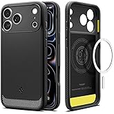 Spigen for iPhone 17 Pro Case, Rugged Armor MagFit [TPU Covered Camera Control] [Compatible with MagSafe] - Matte Black