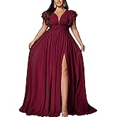 VOUIAO Women's Plus Size Bridesmaid Dresses Chiffon Wedding Guest Summer Maxi Dress Elegant Prom Evening Party Cocktail Gown