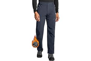 ISEEGZ Mens Snow Ski Hiking Pants Winter Fleece Lined Outdoor Waterproof Insulated Zipper Bottom Leg