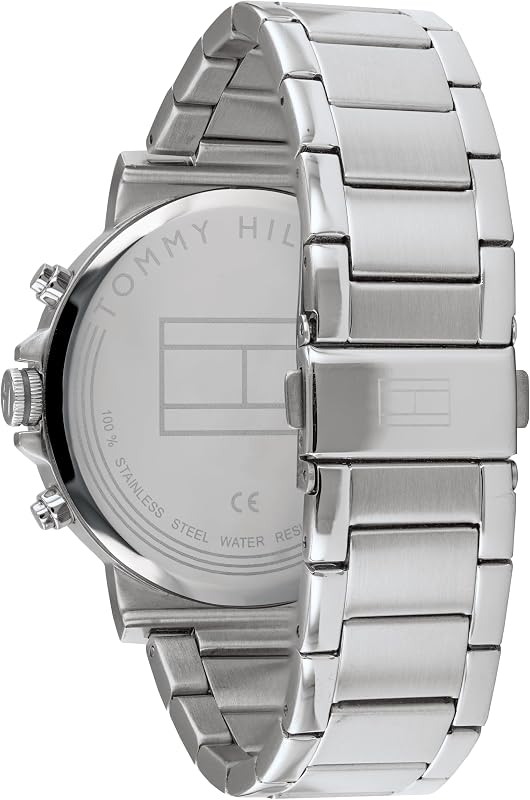 Montre Multifonction à Quartz Analogique pour Homme 44mm - Cadran Gris, Bracelet en Acier Inoxydable Argenté, 3 sous-Cadrans, Résistance à l'eau 3ATM - 1791397