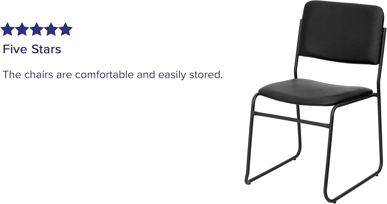 Flash Furniture 5 Pack HERCULES Series 500 lb. Capacity High Density Black Vinyl Stacking Chair with Sled Base: Furniture & Decor
