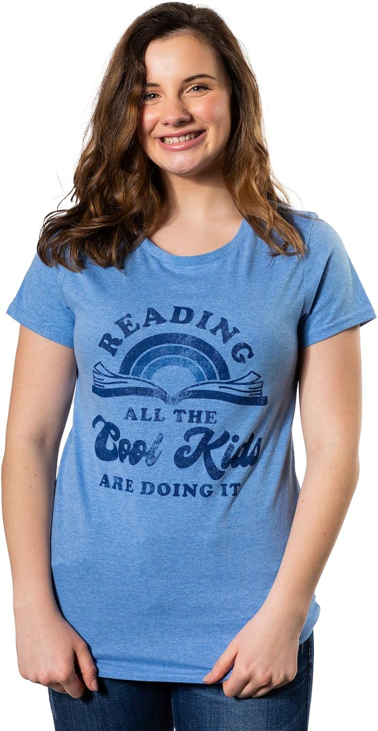 Womens Reading All The Cool Kids are Doing It Tshirt Funny Books Tee: Clothing