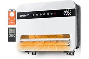 Givebest-Wall-Heater-for-Indoor-Use, 1500W Electric-Space-Heater, 120°Vertical Oscillation,Compatible with Alexa, Adjustable Thermostat, Remote Control, 24H Timer, Easy-mounted Heater for Indoor Use
