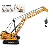 victob Metal ABS Crane Toy, Diecast Construction Vehicles Crane Model Car with Manual Lifting Button, Truck Building Toys for Kids Boys Ages 3-7, 8-12 Christmas and Birthday Gifts