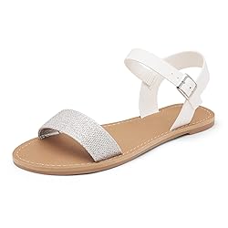 DREAM PAIRS Women's Ankle Strap Flat Sandals Open
