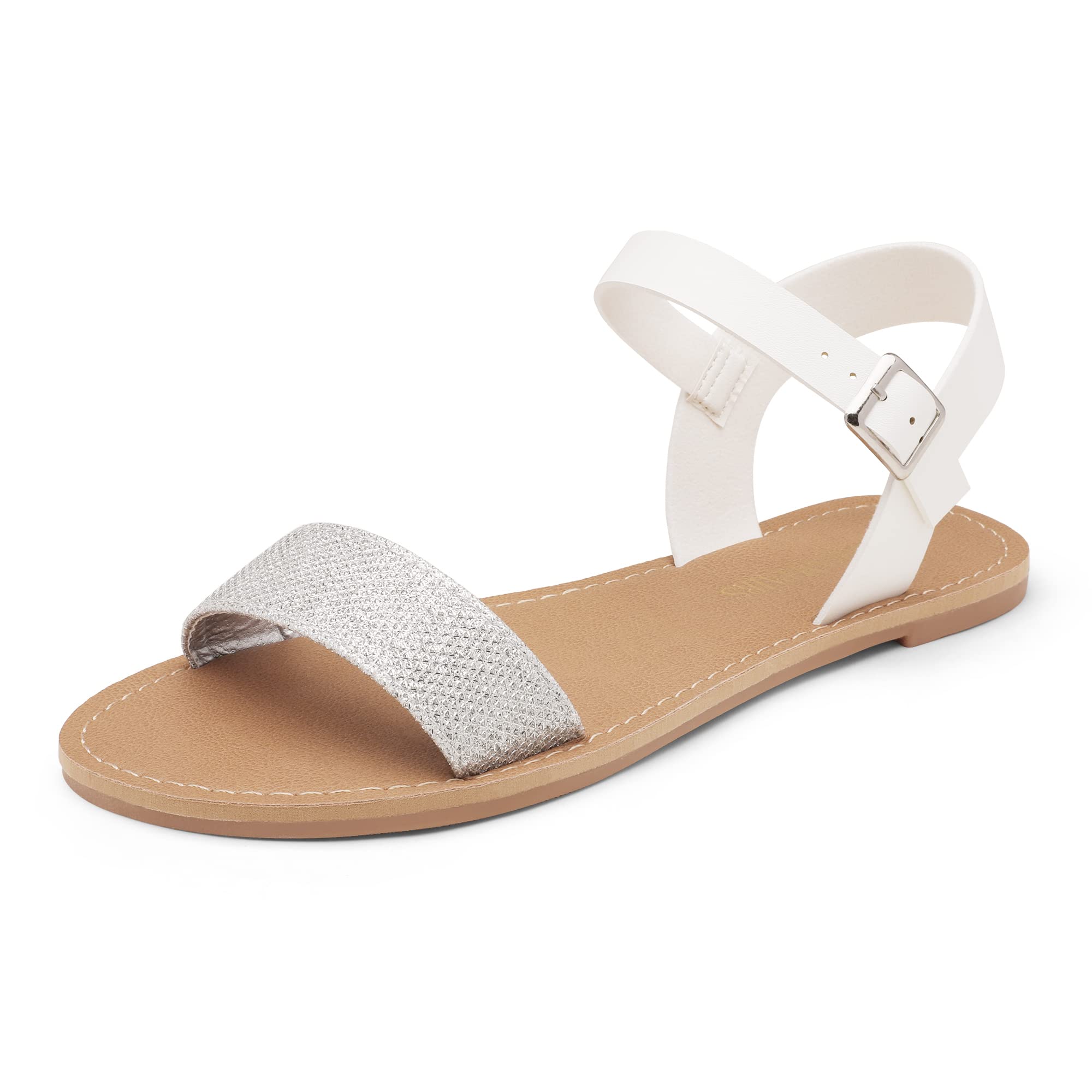 DREAM PAIRS Women's Ankle Strap Flat Sandals Open