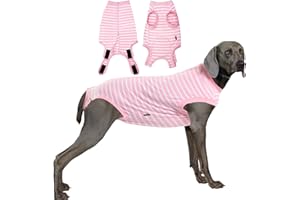 Sychien Dog Recovery Suit Female,Pink Medium Spay Surgery Recovery Shirt,Pink-White Striped M
