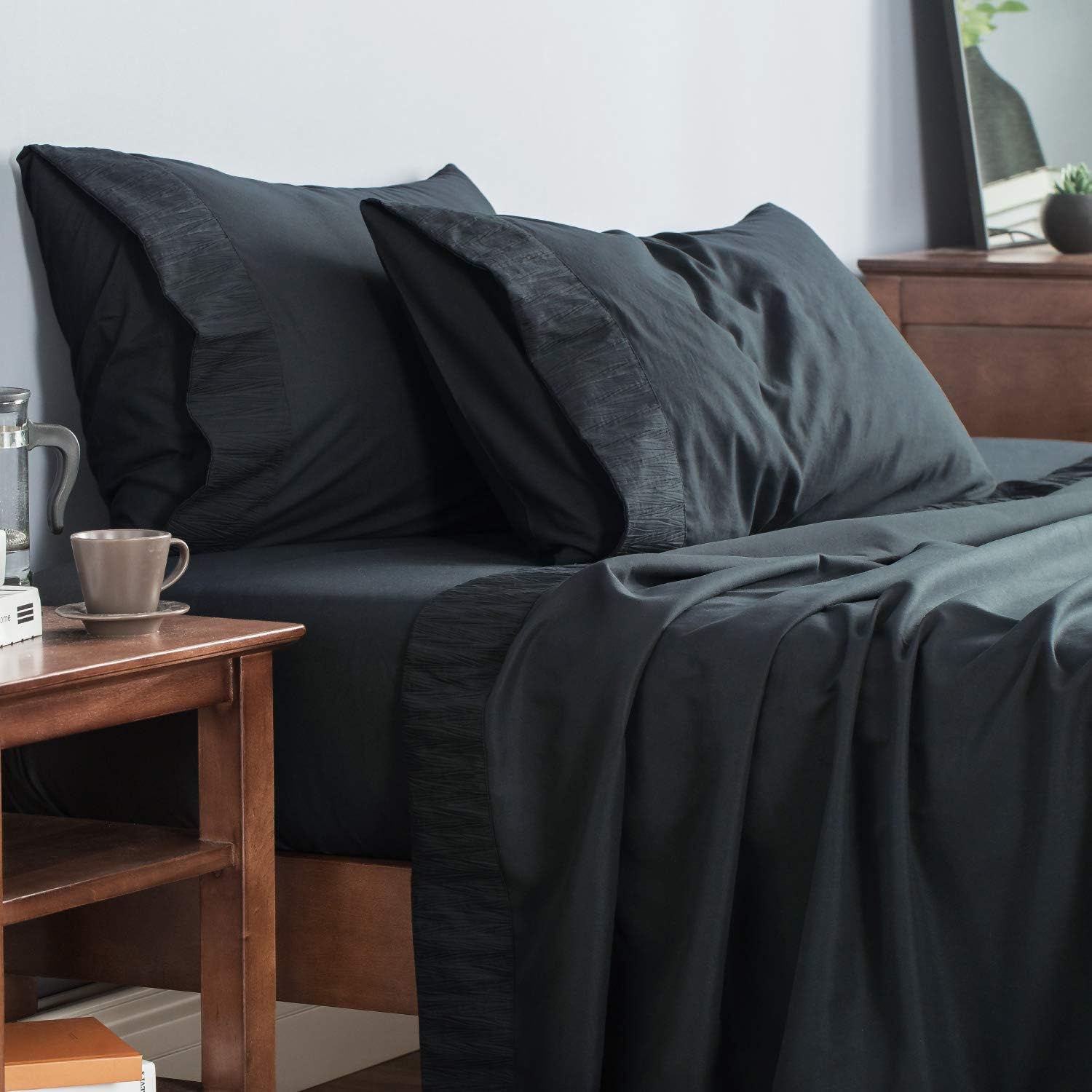 Bedsure Black Sheets Full Size - Soft 1800 Bedding Microfiber Sheets Full Size Bed, 4 Pieces Full Bed Sheets: Kitchen & Dining