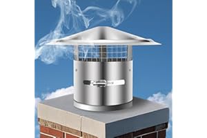 Willgoon 6 Inch Round Chimney Cap, (6/8/10/12) Inch Fastening Device Tapered Top Chimney Cap with Screen, 0.5x0.5 Inch Mesh Screen Stove Pipe Topper, Stovepipe Finial, Galvanized Steel Quality