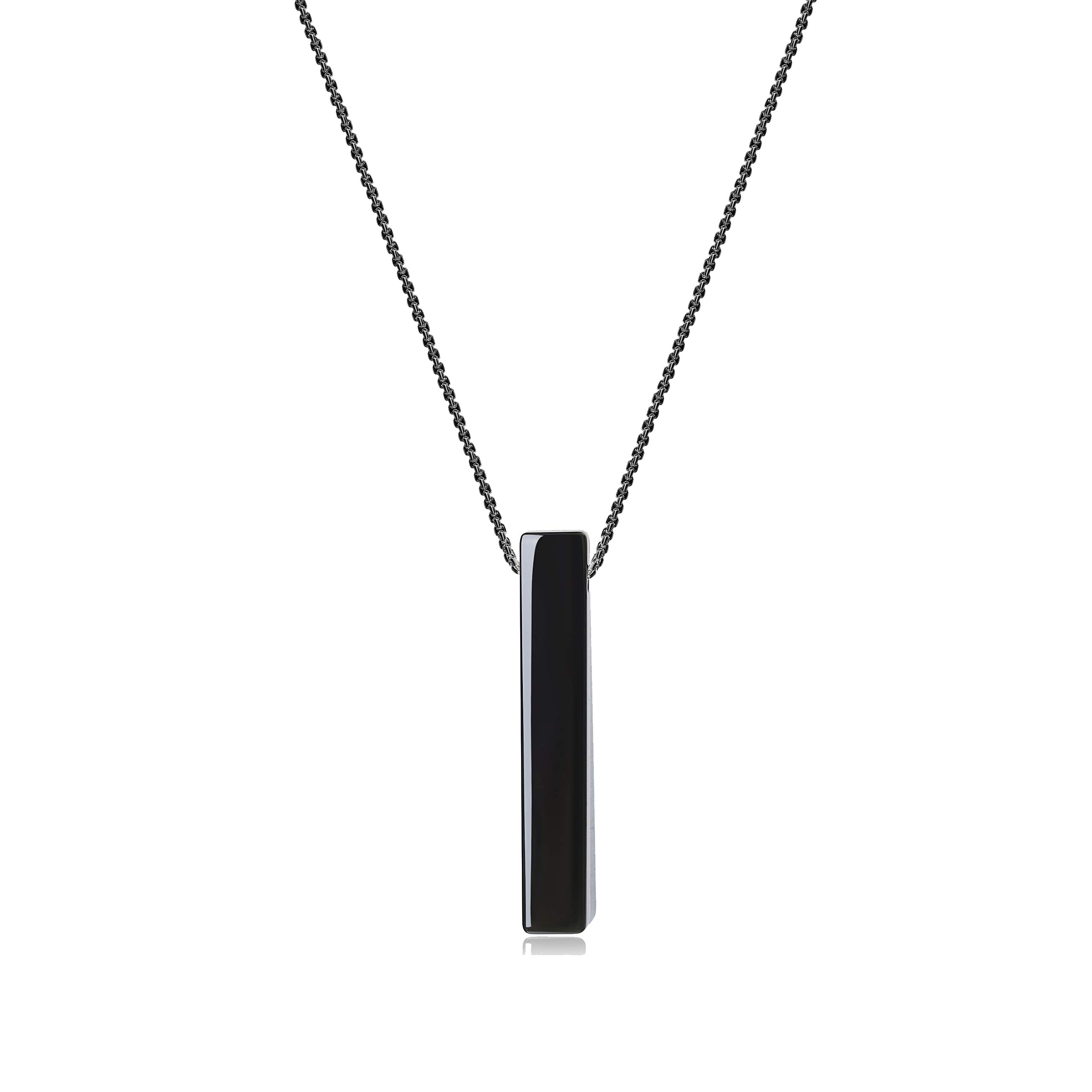 COAI Simple Bar Crystal Necklace for Women & Men, Black Obsidian, 60cm — image 1
