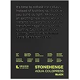 Stonehenge Aqua Black Medium Weight Pad, 140lb, Coldpress, 9 x 12 Inches, 15 Sheets for Wet and Dry Media