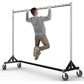 HOKEEPER Commercial Z Base Garment Rack Hold 500LBS Heavy Duty Clothing Rack Adjustable Rolling Clothes Rack for Hanging Clothes Racks on Wheels Portable Z Rack, Chrome Finish