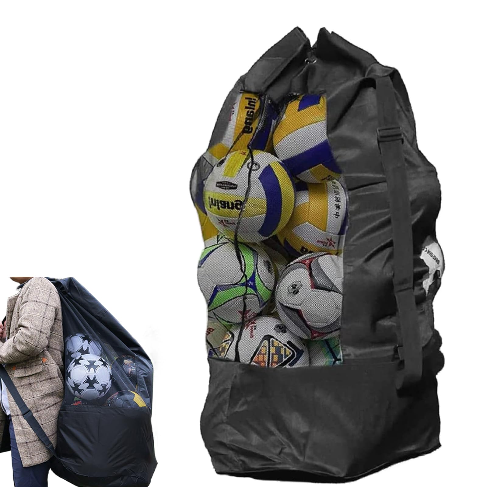 AIDIER Extra Large Mesh Equipment Bag Adjustable Drawstring Soccer Bag Waterproof Ball Bag for Basketball Volleyball Football Carrying Storage Bag for Sports Holds 15 Balls