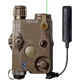Airsoft PEQ-15 Pro IR Laser + UHP Visible Green Laser + LED White Flashlight, PEQ Box Tactical Flashlight with Remote Switch for Rifle,Ar Light Laser Combo for 20mm Picatinny Rail Mounted
