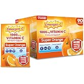 Emergen-C Vitamin C 1000mg Immune Support Powder, Orange, 90 Packets | B Vitamins for Energy, Zinc and Manganese, Vitamin D, Electrolytes, 3 Month Supply, Natural Flavor